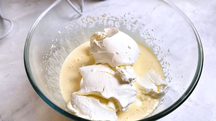 Mascarpone on Egg Yolks Cream in the Bowl