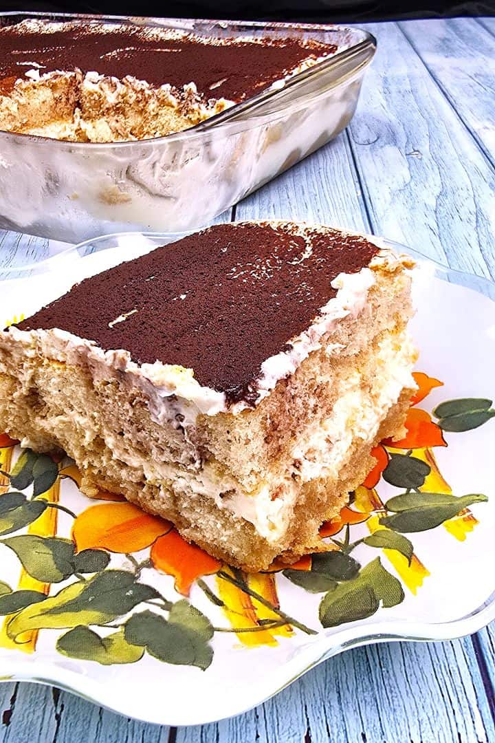 Easy Authentic Tiramisu Slice Served on Plate